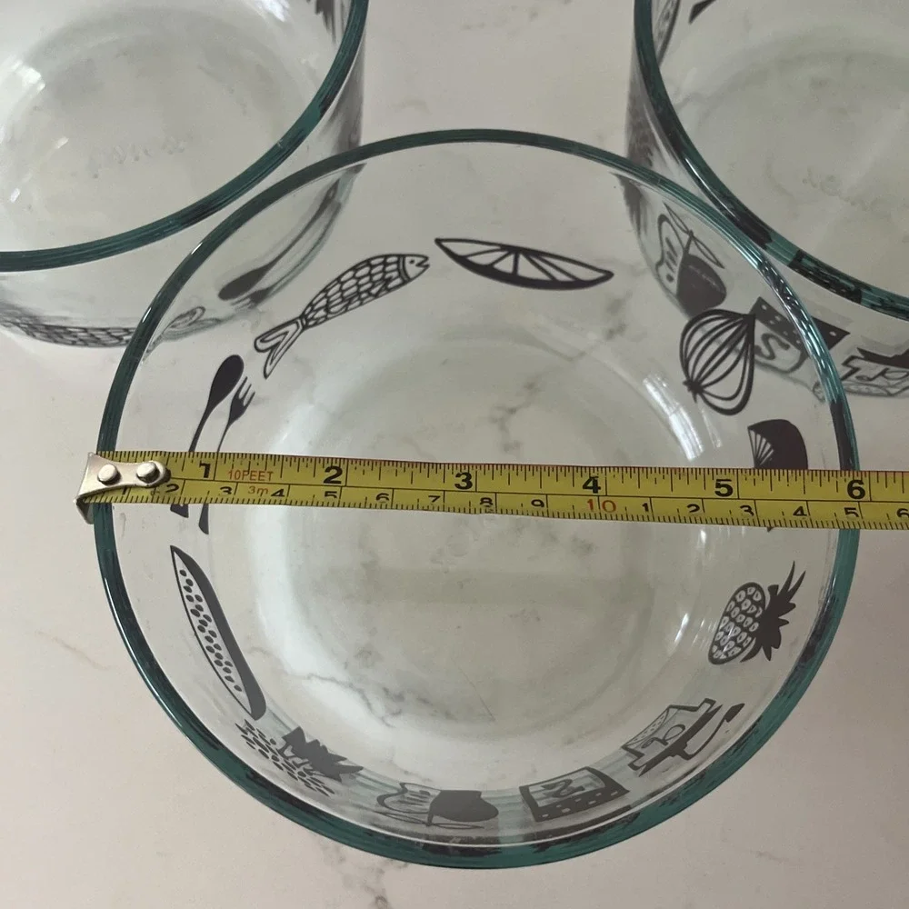 Set Of 4 Pyrex 7201 1 Qt Clear Glass Storage Bowl Purple Kitchen Design No Lid